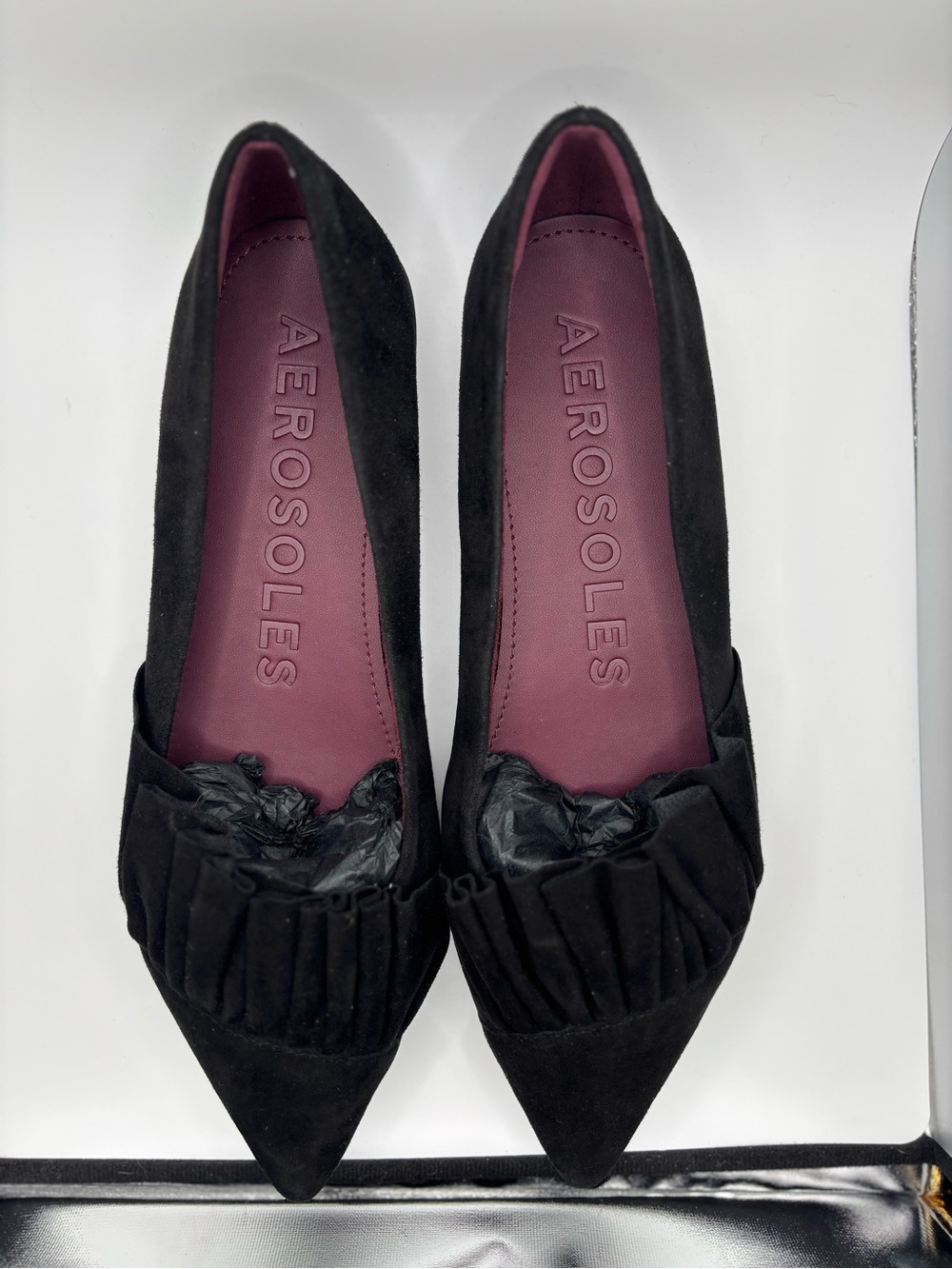 Aerosoles Women’s Dillon Flat Black Suede Ballet Shoes Size 7.5M New